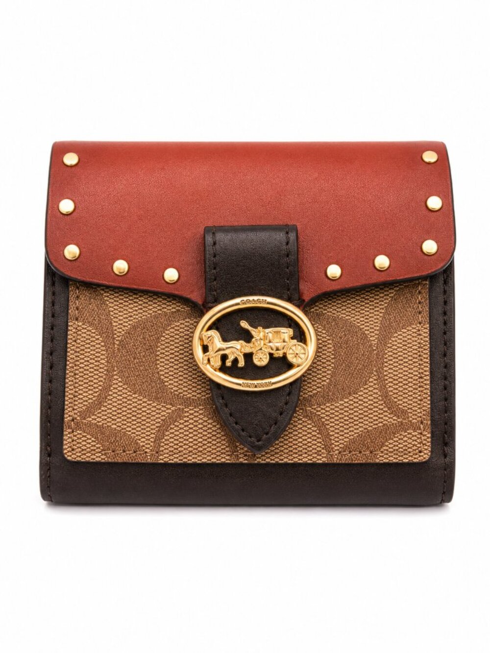 Coach Women's Georgie Small Wallet In Colorblock Signature Canvas With Rivets